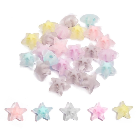 Frosted Acrylic Heart Star Flower Beads For DIY Jewelry Making Colorful Macaron Spacers Earring Pendant Craft Supplies