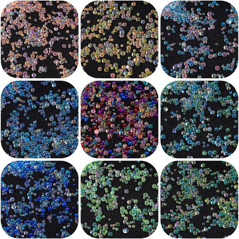 Iridescent No-Hole Glass Seed Beads Bubble Beads For DIY Resin Filling Nail Art Jewelry Making Handicraft Bulk Pack