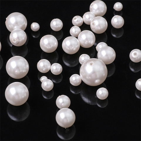 White Round Glass Imitation Artificial Pearl Loose Beads For DIY Jewelry Making Bracelet Necklace Earrings Elegant Crafting Materials