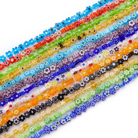 Millefiori Glass Flower Beads Handmade Lampwork Spacer Beads For DIY Jewelry Making Bracelet Necklace Phone Chain Women Gift