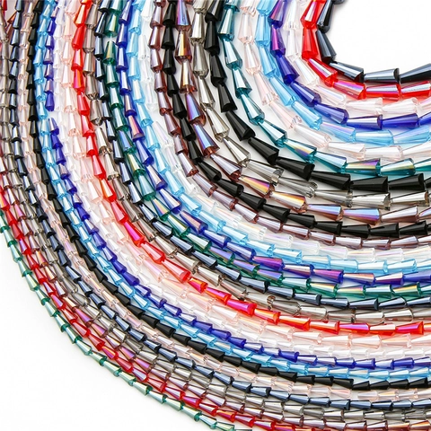 Colored Glass Pagoda Loose Beads Faceted Crystal Tapered Beads For DIY Jewelry Making Necklaces Bracelets Accessories Handmade