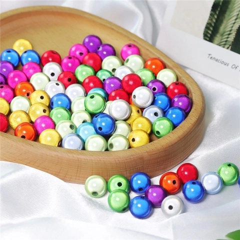 Reflective Iridescent Acrylic Round Loose Beads Colorful Laser Dreamy Spacer Beads For DIY Bracelet Necklace Jewelry Making