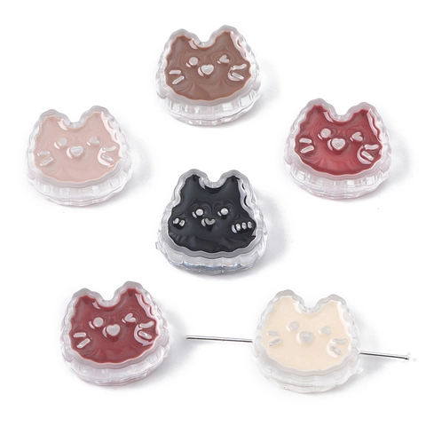 Süße Acryl Katzenkopf Perlen Transparente Tropföl Lose Abstandsperlen Für DIY Handgefertigte Armband Halskette Schmuckherstellung