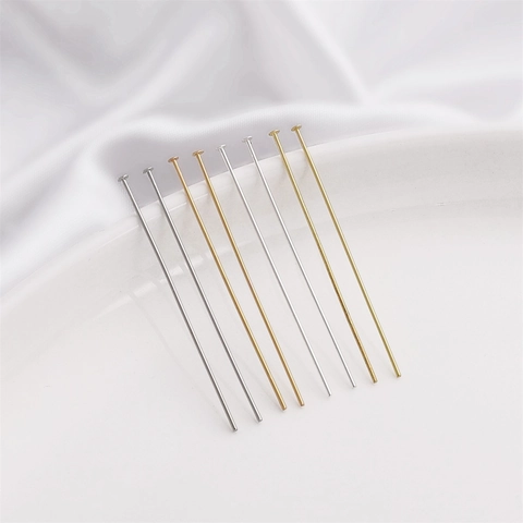 Copper T-Pins Flat Head Pins DIY Jewelry Making Findings Electroplated 14K 18K Gold Silver Handmade Beading Connector Material