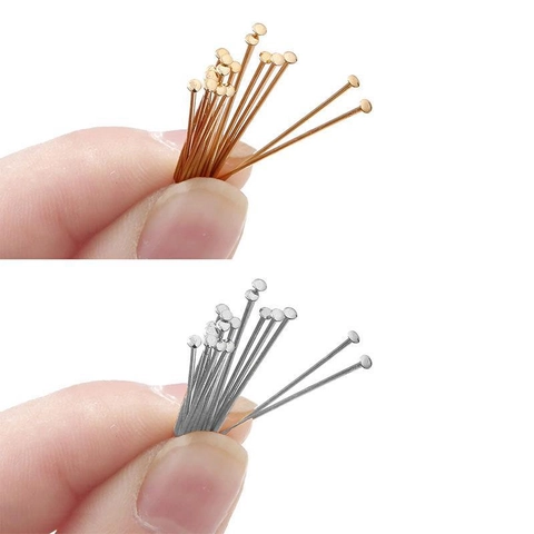 Copper T-Pins Flat Head Pins DIY Jewelry Making Findings Electroplated 14K 18K Gold Silver Handmade Beading Connector Material