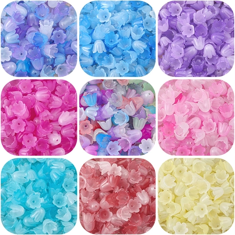 Perline in Acrilico Smerigliato a Forma di Fiore Sfumato Mughetto Tromba per Gioielli Fai da Te Orecchini Capelli