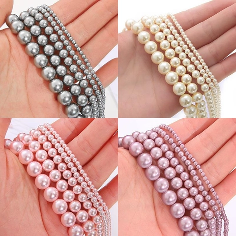 Runde Glasperlen Lose Künstliche Perlen DIY Schmuckherstellung Zubehör Elegante Künstliche Perlenimitate Für Handgemachte Armbänder Halsketten Handwerk