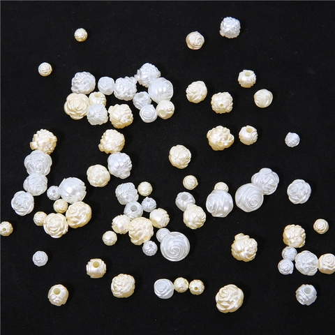 Vintage Rose Flower Shaped Acrylic Loose Beads With Artificial Pearl Luster For DIY Jewelry Making Romantic Floral Craft Accessories