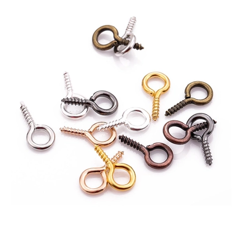 Metal Screw Eye Pins Hooks For Jewelry Making DIY Handcrafted Pendant Connectors Eyelet Screws Findings Gold Silver Bronze Finish