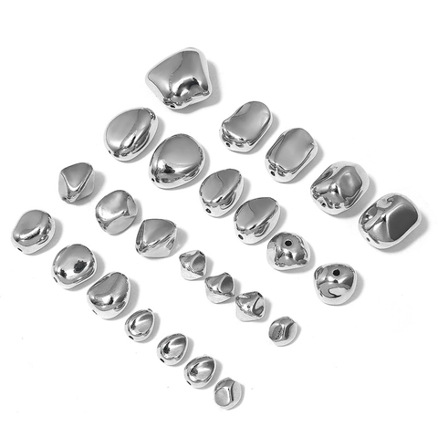 Irregular CCB Plastic Spacer Beads Silver Plated Pebble Shape Loose Beads For DIY Necklace Bracelet Handmade Jewelry Accessories