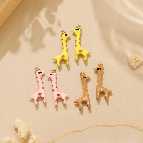 Cartoon Giraf Hanger Roestvrij Staal Verguld Schattig Dier Bedeltje Voor DIY Ketting Sleutelhanger Armband Sieraden