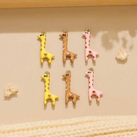 Cartoon Giraf Hanger Roestvrij Staal Verguld Schattig Dier Bedeltje Voor DIY Ketting Sleutelhanger Armband Sieraden