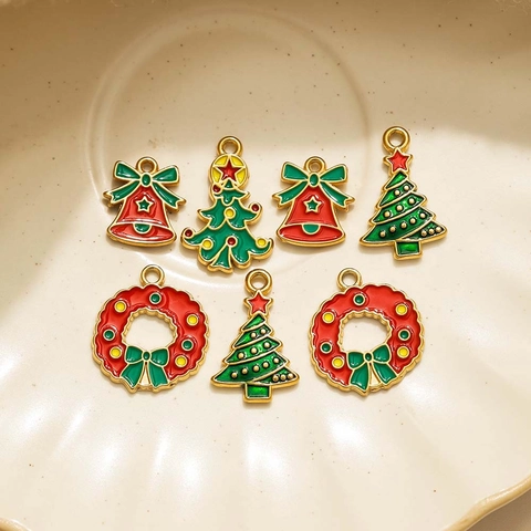 Stainless Steel Christmas Tree Bell Wreath DIY Charms For Jewelry Making Christmas Pendants For Keychain Earrings Necklace
