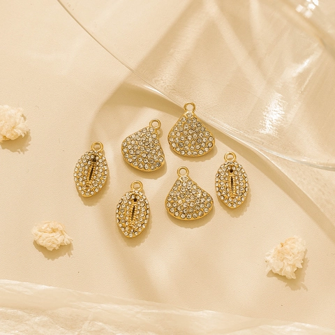 Stainless Steel 18K Gold Plated Rhinestone Shell Sea Snail Pendants For DIY Jewelry Making Necklace Accessories For Women