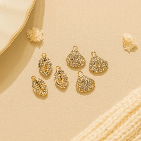 Stainless Steel 18K Gold Plated Rhinestone Shell Sea Snail Pendants For DIY Jewelry Making Necklace Accessories For Women
