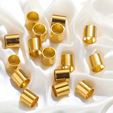 18K Gold Plated Stainless Steel Crimp Beads Cylindrical Tube For DIY Jewelry Making Necklace Bracelet Findings Accessories