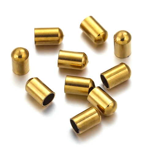 Embouts De Cordon En Acier Inoxydable Cylindre Rond À Coller Accessoires De Bijoux Pour Collier Bracelet Cordons En Cuir