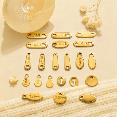 Stainless Steel DIY Jewelry Engraved Tags S.STEEL K18 S925 Metal Pendants Gold Silver Alphabet Charms For Jewelry Making