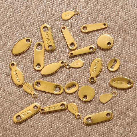 Stainless Steel DIY Jewelry Engraved Tags S.STEEL K18 S925 Metal Pendants Gold Silver Alphabet Charms For Jewelry Making