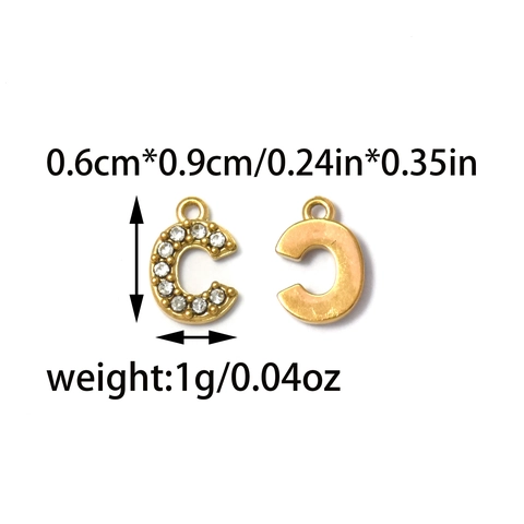 Stainless Steel 18K Gold Plated English Alphabet Pendant Rhinestone Inlaid DIY Letter Jewelry Accessory For Necklace Making