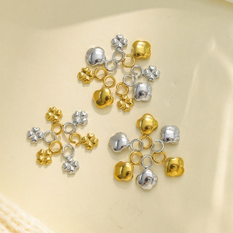304 Stainless Steel Mini Flower Pendant Geometric Heart Four-Leaf Clover DIY Jewelry Making Charms Accessories Materials For Women