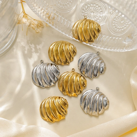 Pendentifs en Coquille Saint-Jacques en Acier Inoxydable 304 DIY Apprêts pour Bijoux Coquillages Rayés Accessoires Plaqués Or Argent