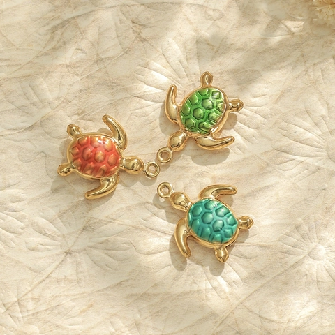 304 Edelstahl Meeresschildkröte Emaille Anhänger Ozean Hawaii DIY Charm Für Schmuckherstellung Kette Nur Anhänger (Ohne Kette)