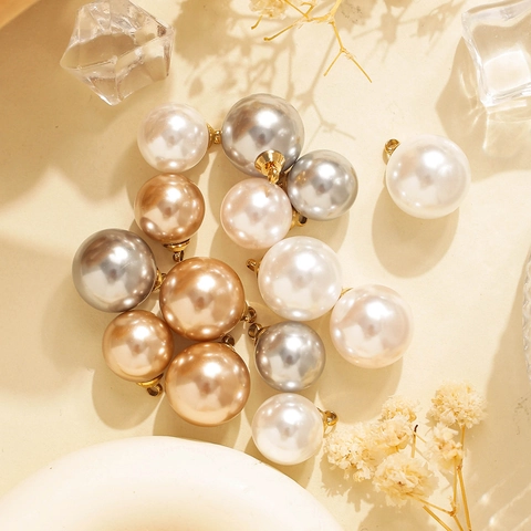 Acciaio Inossidabile Tondo Perla Artificial d'Imitazione Ciondolo per Fai-da-te Collana Bracciale Orecchino Accessorio Gioielli Donna