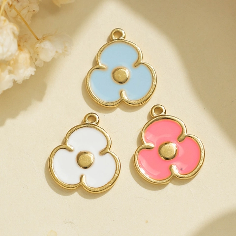 304 Edelstahl Emaille Blume Anhänger DIY Schmuckherstellung Halskette Armband Zubehör Floral Charme Handwerk Bedarf