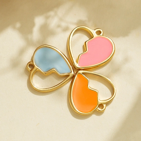 Stainless Steel Heart Pendant DIY Enamel Puzzle Love Charm For Jewelry Making Necklace Bracelet Earrings Accessories