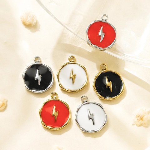 304 Stainless Steel Lightning Bolt Pendant Enamel Charms For DIY Necklace Bracelet Earring Jewelry Making Accessories