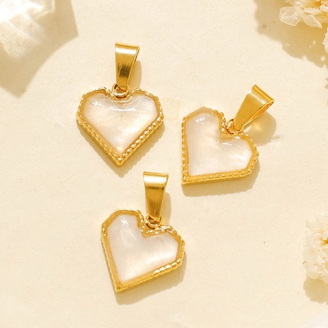 304 Stainless Steel Zirconia Heart Pendant Romantic Milgrain Beaded Artificial Pearl Inlay DIY Jewelry Making Accessory For Women