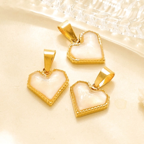 304 Stainless Steel Zirconia Heart Pendant Romantic Milgrain Beaded Artificial Pearl Inlay DIY Jewelry Making Accessory For Women