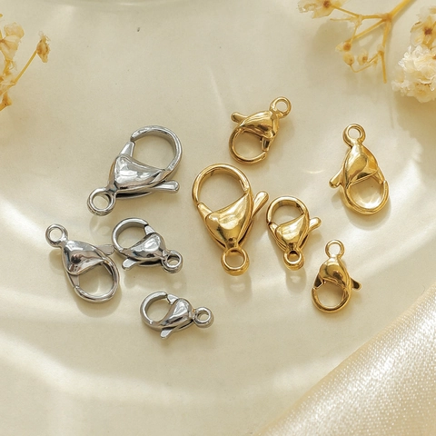 Chiusura a Moschettone in Acciaio Inossidabile 304 per Creazione Gioielli Fai-da-te Collana Bracciale Connettore Varie Dimensioni Oro Argento