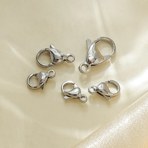 Chiusura a Moschettone in Acciaio Inossidabile 304 per Creazione Gioielli Fai-da-te Collana Bracciale Connettore Varie Dimensioni Oro Argento