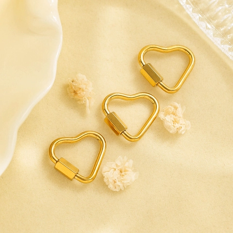 Connettore a Chiusura a Vite a Forma di Cuore in Acciaio Inossidabile Per Creazione Gioielli DIY Accessorio Moschettone Oro