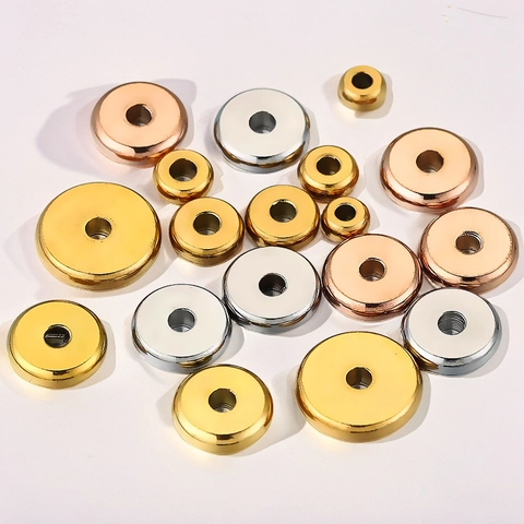 Stainless Steel Abacus Beads Gold Silver Rose Gold Plated Wheel Beads Flat Spacer Beads For DIY Jewelry Making Bracelet Necklace Findings
