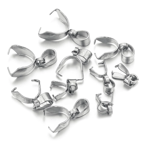 Stainless Steel Pendant Pinch Bails Gold Plated DIY Jewelry Findings Clip Clasp Connector For Necklace Making Accessory
