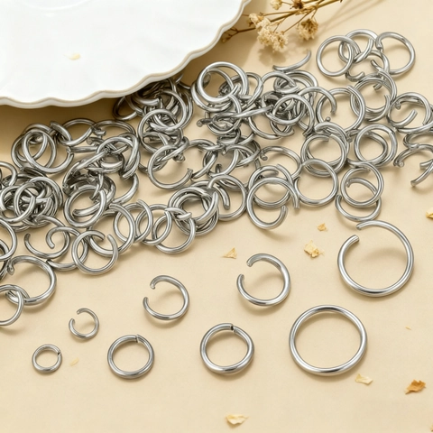 Anillas Abiertas De Acero Inoxidable Conectores Para Fabricación De Joyas DIY Llaveros Correas Para Teléfono Varios Tamaños Accesorios Joyería