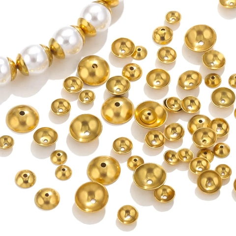 Roestvrij Stalen Ronde Kralenkapjes Tussenkralen 18K Verguld Vacuüm Plating Sieraden Maken DIY Accessoires