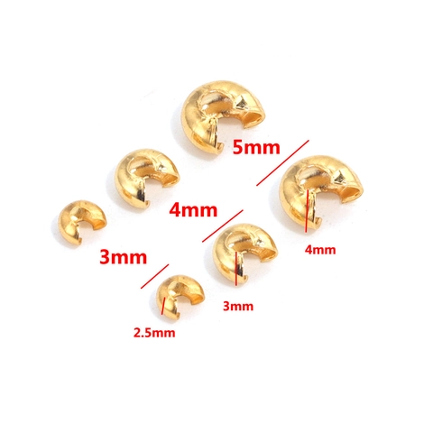 18K Gold Plated Stainless Steel Crimp Covers Beads Open C-Shape Bead Caps Jewelry Findings For DIY Bracelet Necklace Handmade Craft