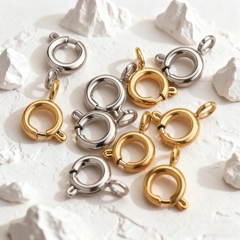 Stainless Steel Spring Ring Clasp For DIY Jewelry Making Round Connector Findings For Necklace Bracelet Gold Silver Color