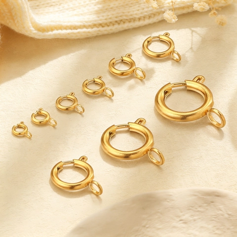 Stainless Steel Spring Ring Clasp For DIY Jewelry Making Round Connector Findings For Necklace Bracelet Gold Silver Color