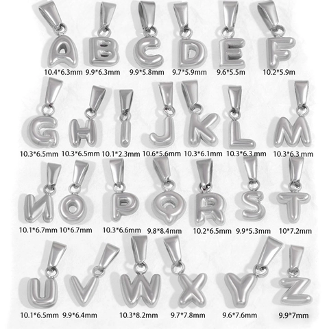 3D Bubble Letter Pendant For Women Stainless Steel Gold Plated Balloon Initial Alphabet DIY Necklace Jewelry Accessory