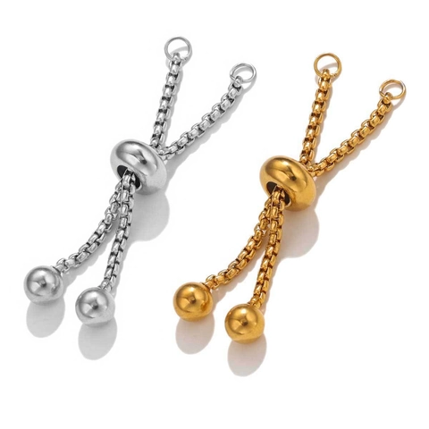 Stainless Steel Adjustable Slider Chain For Ring Jewelry Making DIY Findings Box Chain With Beads Gold Silver Accessory