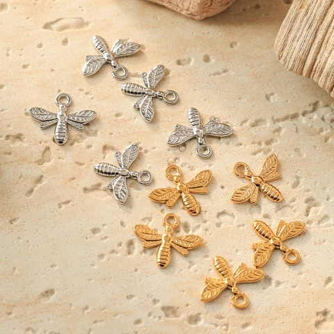 304 Stainless Steel Bee Charms For Jewelry Making DIY Necklaces Earrings Bracelets Polished Gold Silver Bee Pendants