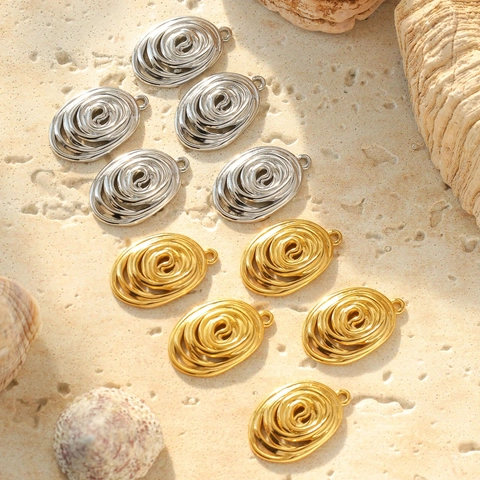 304 Stainless Steel Oval Spiral Swirl Pendants Geometric Hollow Design DIY Necklace Earring Jewelry Making Accessories