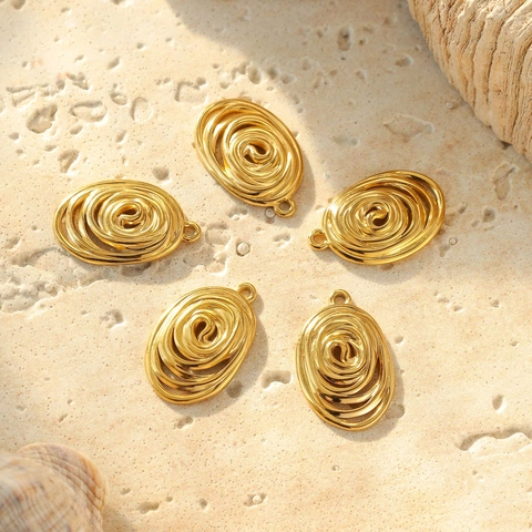 304 Stainless Steel Oval Spiral Swirl Pendants Geometric Hollow Design DIY Necklace Earring Jewelry Making Accessories