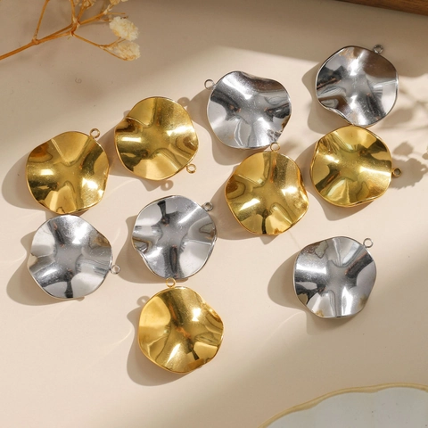 Irregular Lotus Leaf Shape 304 Stainless Steel Pendants DIY Jewelry Making Metallic Charms For Necklace Earrings Gift