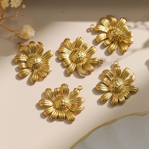 Pendente a Forma di Girasole Margherita Acciaio Inossidabile 304 Irregolare DIY Accessorio per Creazione Gioielli Donna